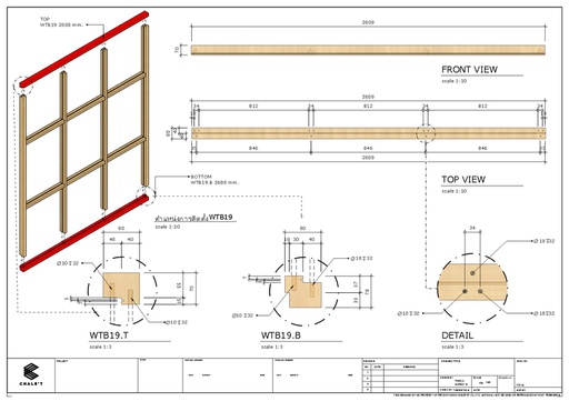 [32672E4P73SD4070802608] Wall สน SYP WTB19.B อบ กันปลวก H4PU  สีไลท์โอ๊ค 70x80x2608 mm.